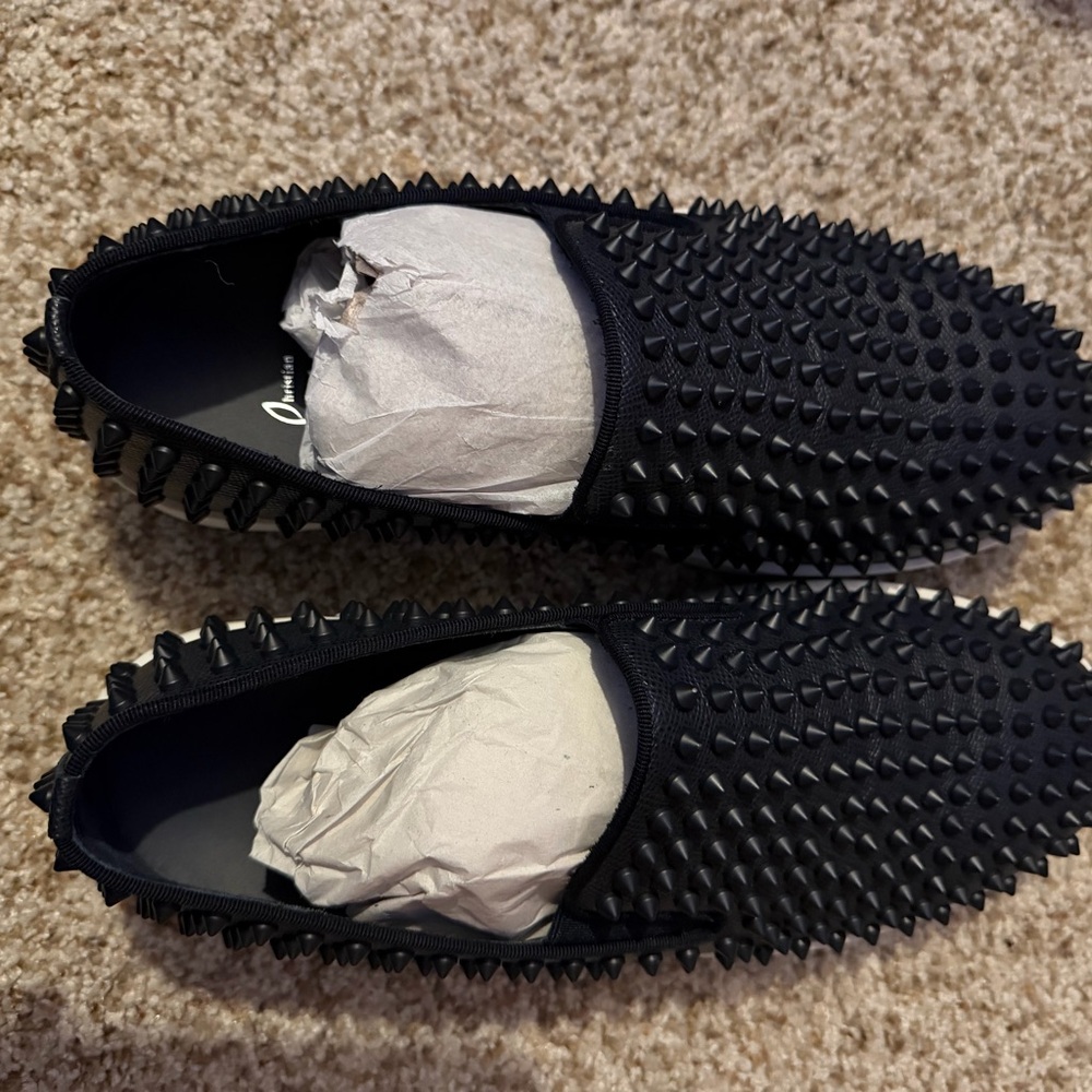 New Christian Louboutin dark marine Spiked Loafers - Picture 8 of 10